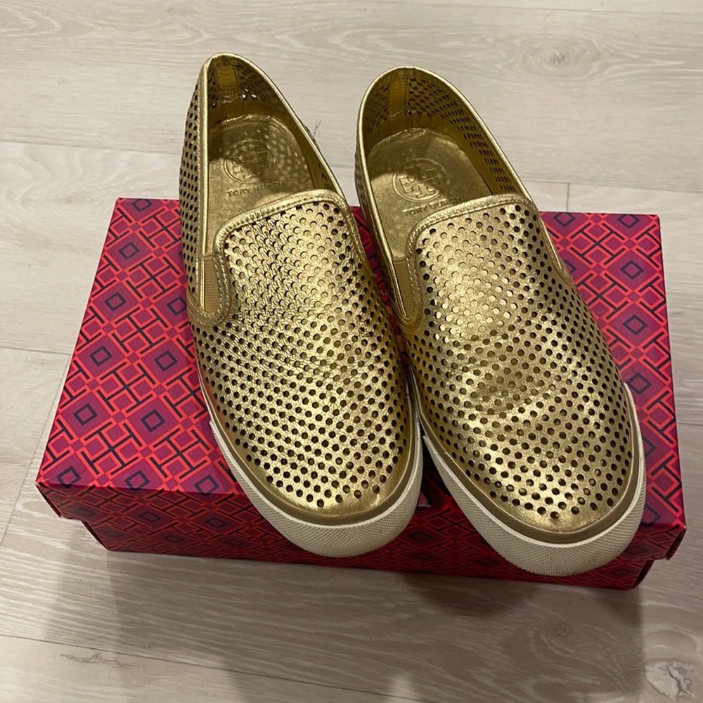 Tory Burch perforated metallic sneaker